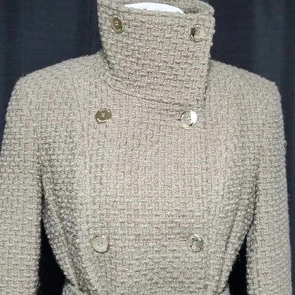 CK wool blend textured belted peacoat - Picture 3 of 9